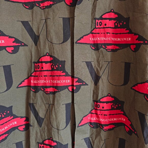 Valentino x Undercover UFO Print Cotton Button Up Shirt 38 - Picture 7 of 12